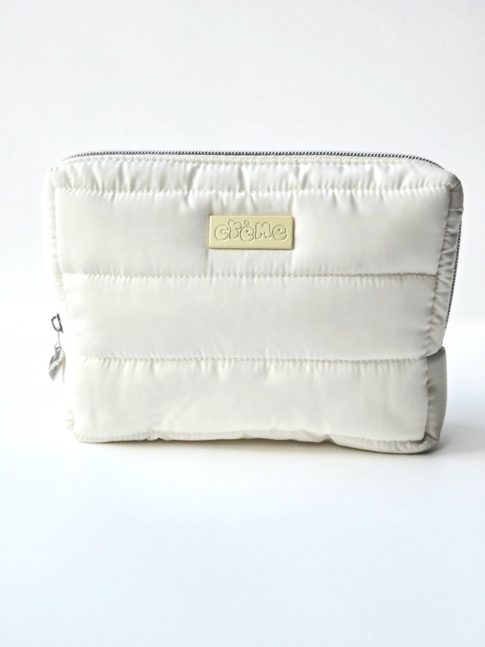 The Crème Shop White Puffy Travel Case Quilted Makeup Cosmetic Bag